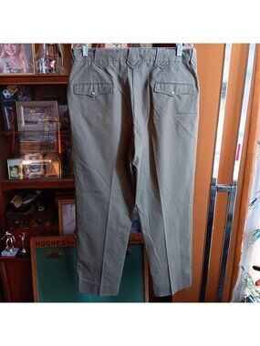 34x30 True Vintage H Bar C Cowboy Pants Trousers Khaki Flat-Front 1970's